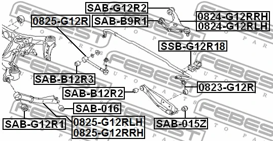 SAB-G12R1 FEBEST Подвеска, рычаг независимой подвески колеса (фото 2)