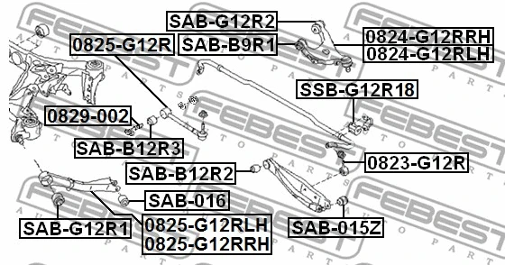 SAB-G12R2 FEBEST Подвеска, рычаг независимой подвески колеса (фото 2)