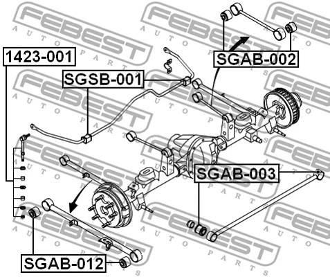 SGAB-012 FEBEST Подвеска, рычаг независимой подвески колеса (фото 2)