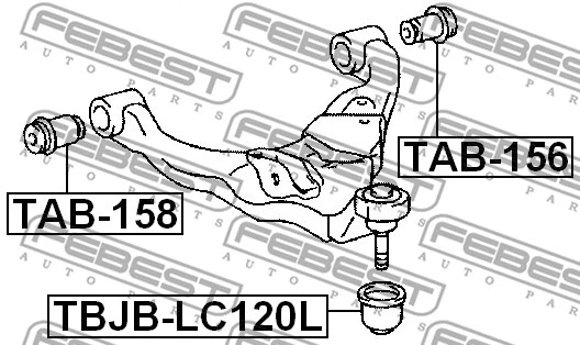 TAB-158 FEBEST Подвеска, рычаг независимой подвески колеса (фото 2)