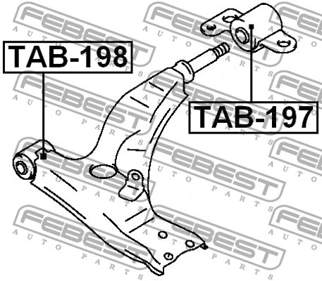 TAB-197 FEBEST Подвеска, рычаг независимой подвески колеса (фото 2)