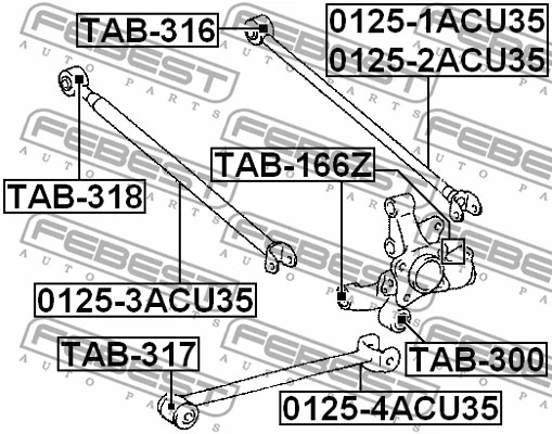 TAB-318 FEBEST Подвеска, рычаг независимой подвески колеса (фото 2)