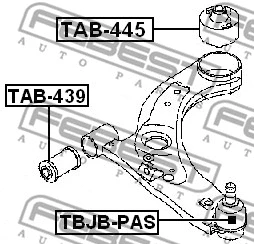 TAB-445 FEBEST Подвеска, рычаг независимой подвески колеса (фото 2)