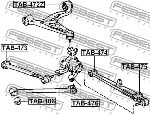 TAB-473 FEBEST Подвеска, рычаг независимой подвески колеса (фото 2)