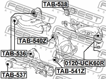 TAB-537 FEBEST Подвеска, рычаг независимой подвески колеса (фото 2)