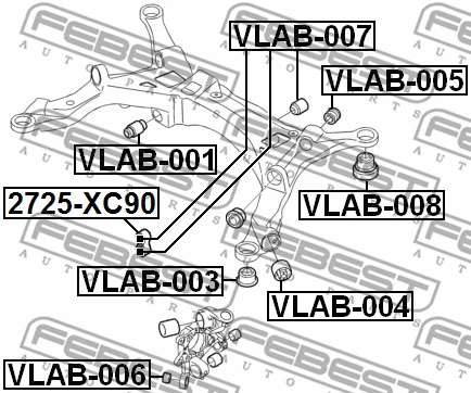 VLAB-006 FEBEST Подвеска, рычаг независимой подвески колеса (фото 2)