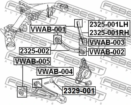 VWAB-001 FEBEST Подвеска, рычаг независимой подвески колеса (фото 2)
