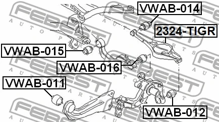 VWAB-012 FEBEST Подвеска, рычаг независимой подвески колеса (фото 2)