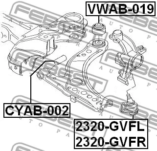 VWAB-019 FEBEST Подвеска, рычаг независимой подвески колеса (фото 2)