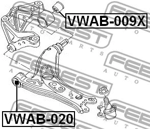 VWAB-020 FEBEST Подвеска, рычаг независимой подвески колеса (фото 2)
