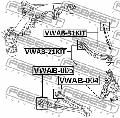 VWAB-31KIT FEBEST Подвеска, рычаг независимой подвески колеса (фото 2)