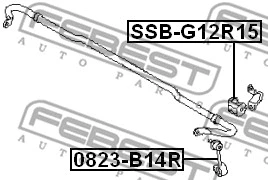 SSB-G12R15 FEBEST Втулка, стабилизатор (фото 2)