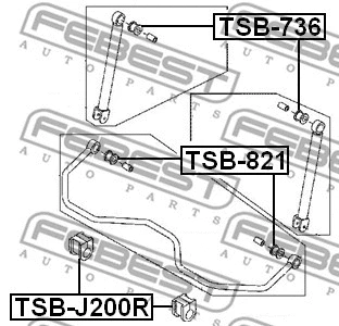 TSB-821 FEBEST Втулка, стабилизатор (фото 2)