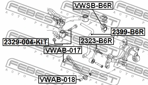 VWSB-B6R FEBEST Втулка, стабилизатор (фото 2)