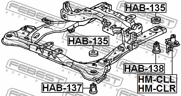 HAB-135 FEBEST Втулка, балка моста (фото 2)