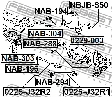 NAB-303 FEBEST Втулка, балка моста (фото 2)