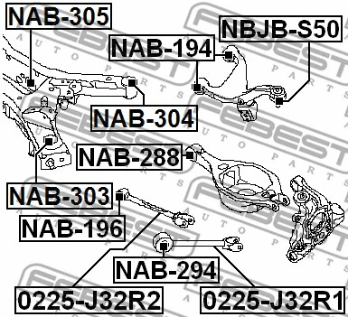 NAB-305 FEBEST Втулка, балка моста (фото 2)