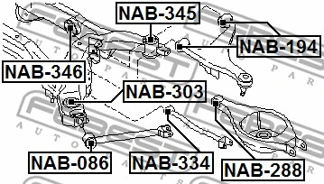 NAB-345 FEBEST Втулка, балка моста (фото 2)