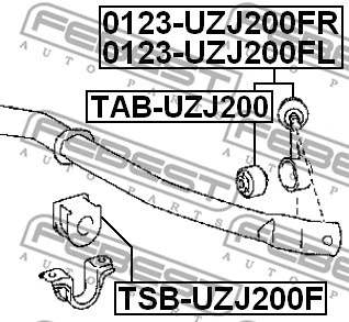 TAB-UZJ200 FEBEST Подвеска, стойка вала (фото 2)