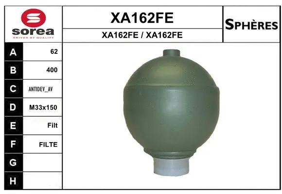 XA162FE SNRA Гидроаккумулятор, подвеска / амортизация (фото 1)