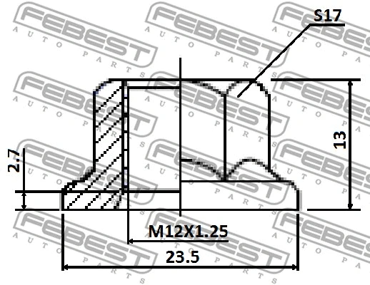 0431-004-PCS10 FEBEST Болт регулировки развала колёс (фото 2)