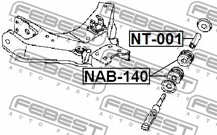NT-001 FEBEST Гильза, подвески поперечного рычага (фото 2)