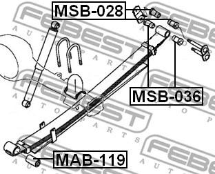 MSB-036 FEBEST Втулка, листовая рессора (фото 2)