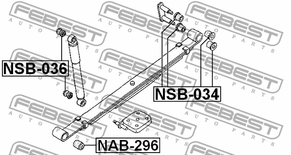 NAB-296 FEBEST Втулка, листовая рессора (фото 2)