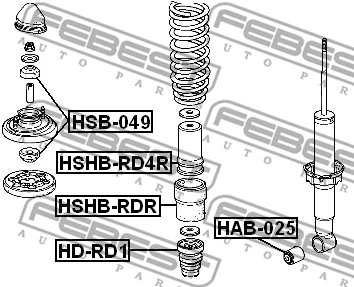 HAB-025 FEBEST Втулка, амортизатор (фото 2)