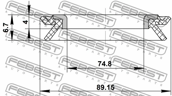 95BCY-88750407X FEBEST Уплотняющее кольцо, ступица колеса (фото 2)