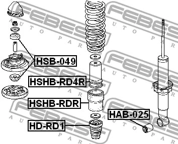 HSB-049 FEBEST Дистанционная труба, амортизатор (фото 2)