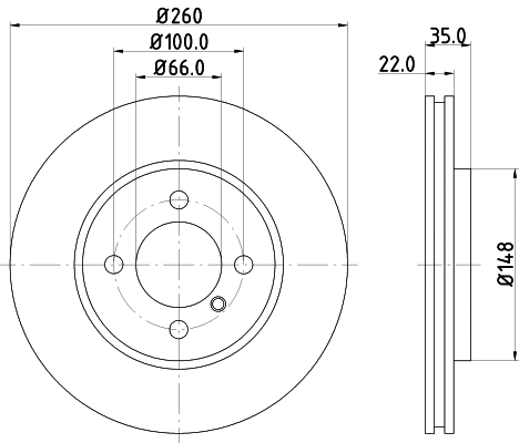 8DD 355 100-652 BEHR/HELLA/PAGID Тормозной диск (фото 1)