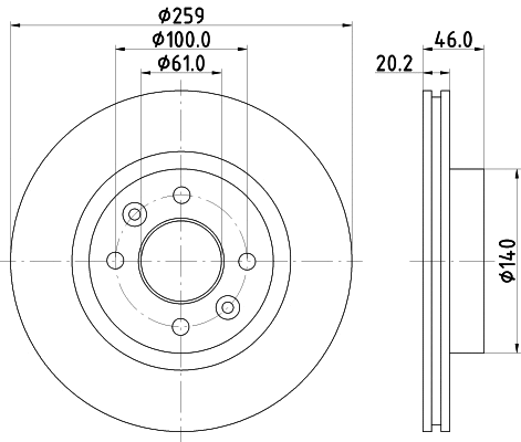 8DD 355 101-281 BEHR/HELLA/PAGID Тормозной диск (фото 1)