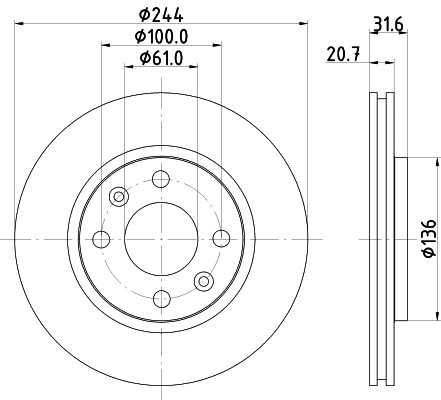 8DD 355 102-151 BEHR/HELLA/PAGID Тормозной диск (фото 1)