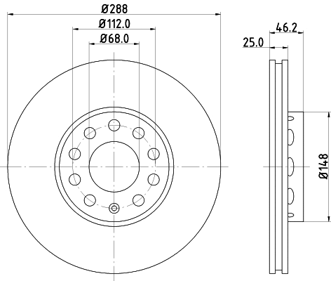 8DD 355 102-821 BEHR/HELLA/PAGID Тормозной диск (фото 1)