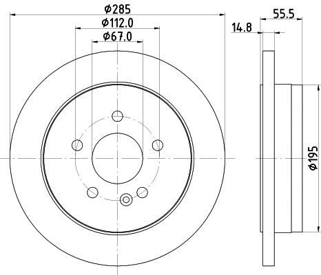 8DD 355 105-852 BEHR/HELLA/PAGID Тормозной диск (фото 1)