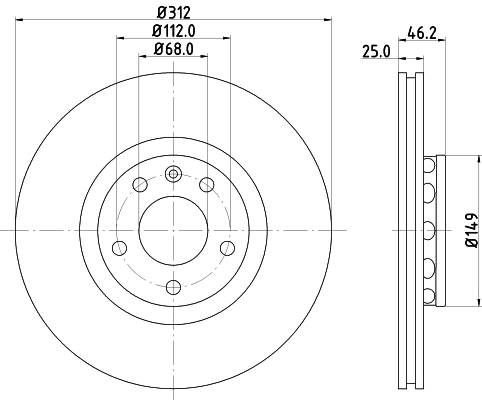 8DD 355 107-521 BEHR/HELLA/PAGID Тормозной диск (фото 1)