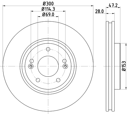 8DD 355 114-511 BEHR/HELLA/PAGID Тормозной диск (фото 1)