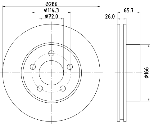 8DD 355 114-761 BEHR/HELLA/PAGID Тормозной диск (фото 1)