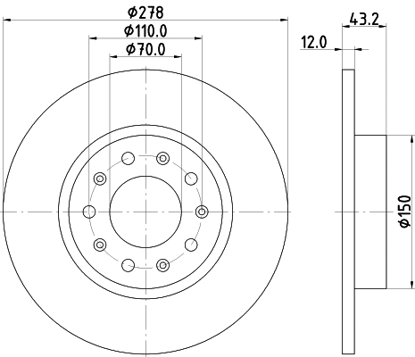 8DD 355 116-671 BEHR/HELLA/PAGID Тормозной диск (фото 1)