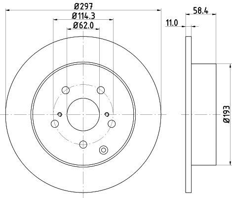 8DD 355 116-811 BEHR/HELLA/PAGID Тормозной диск (фото 1)