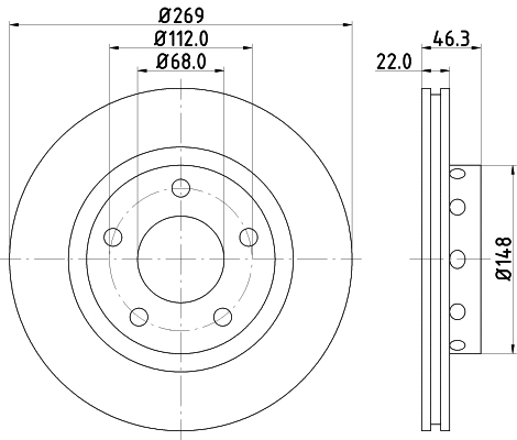 8DD 355 121-902 BEHR/HELLA/PAGID Тормозной диск (фото 1)