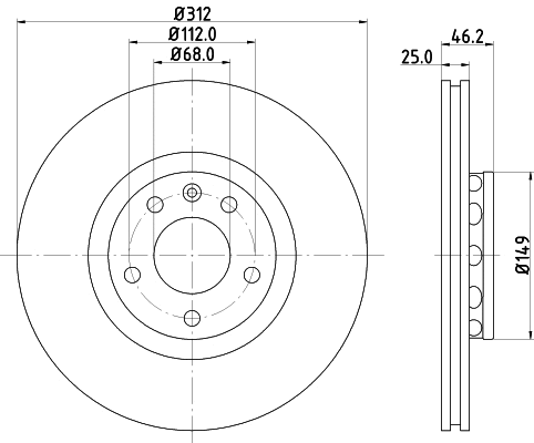 8DD 355 121-972 BEHR/HELLA/PAGID Тормозной диск (фото 1)