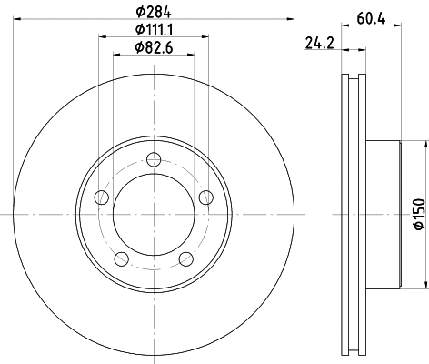 8DD 355 122-152 BEHR/HELLA/PAGID Тормозной диск (фото 1)