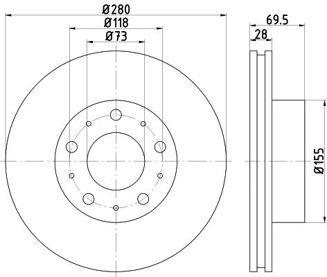 8DD 355 124-901 BEHR/HELLA/PAGID Тормозной диск (фото 1)