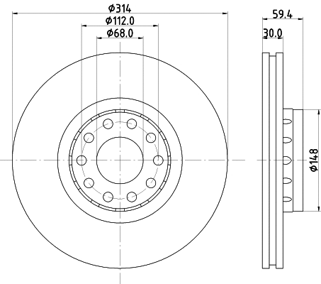 8DD 355 127-191 BEHR/HELLA/PAGID Тормозной диск (фото 1)