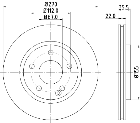 8DD 355 128-161 BEHR/HELLA/PAGID Тормозной диск (фото 1)