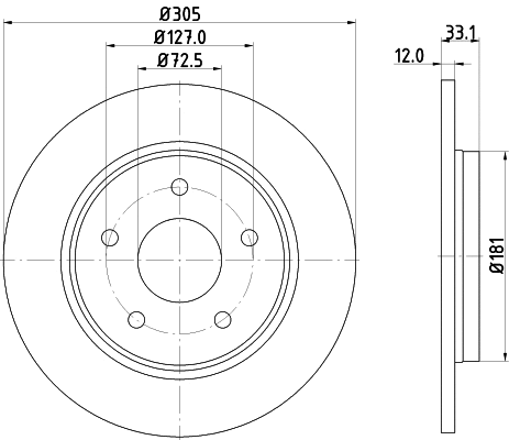 8DD 355 129-001 BEHR/HELLA/PAGID Тормозной диск (фото 1)