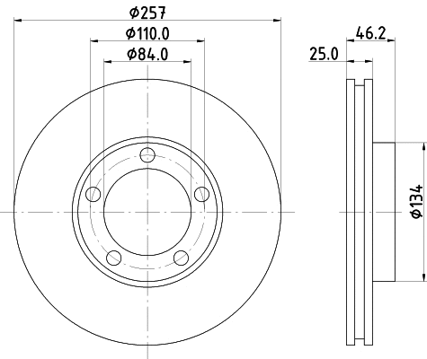 8DD 355 134-041 BEHR/HELLA/PAGID Тормозной диск (фото 1)