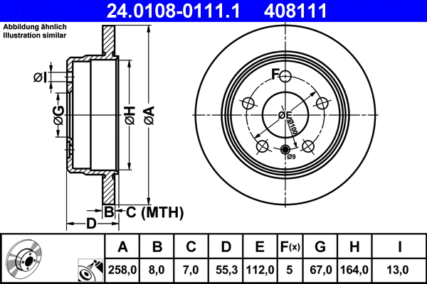 24.0108-0111.1 ATE Тормозной диск (фото 1)